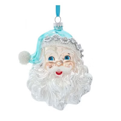 Kurt Adler Glass Ornament for Christmas Tree, Blue/Silver Santa Head | Target