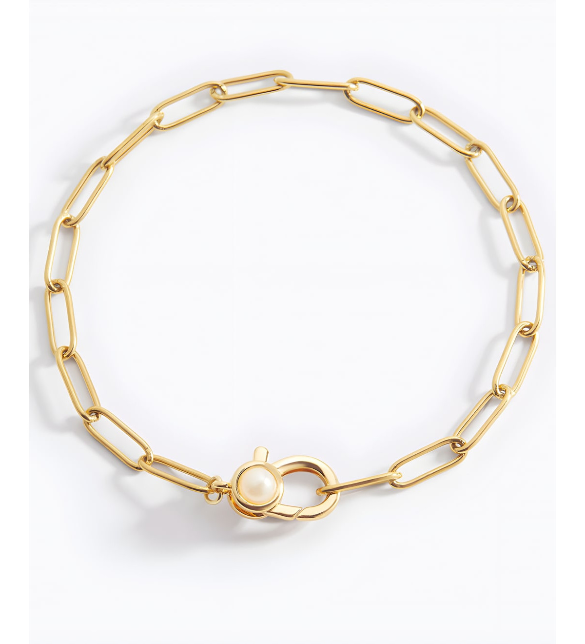 Mint & Lily Paperclip Bracelet with Pearl Accent - 18k gold plated | Macy's