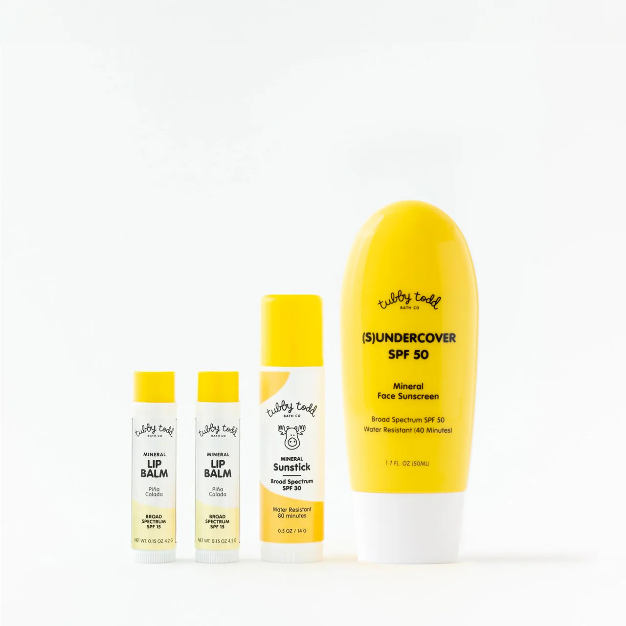 The Sun Kit - Sundercover + Sunstick + Lip Balms | Tubby Todd Bath Co.