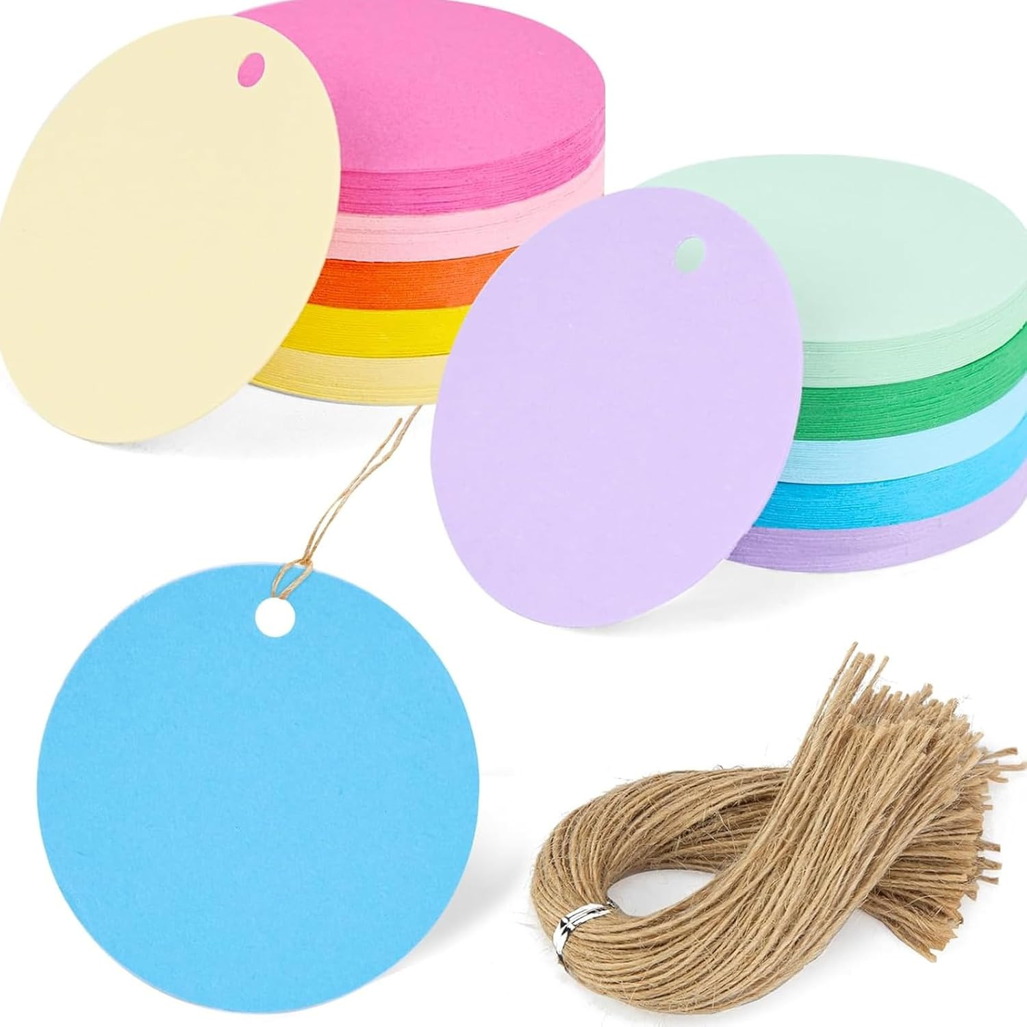SallyFashion 200PCS Colorful Round Gift Tags with String, 10 Colors | Amazon (US)