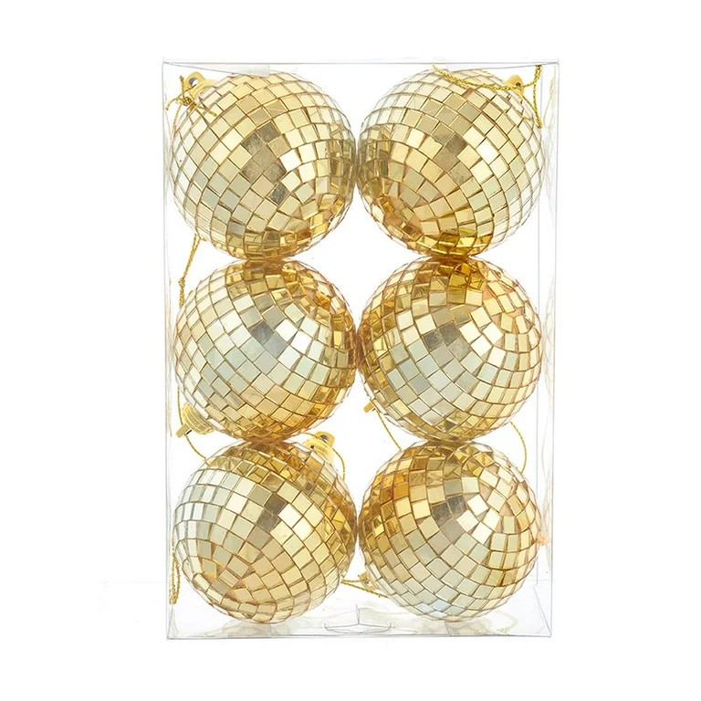 Kurt Adler 60MM 6-Piece Gold Disco Ball Ornament Set | Walmart (US)