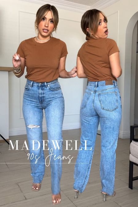 @madewell look! 

 Size 27R in jeans | XS in tee | 
✔️ I'm wearing the regular jeans non-curvy
✔️ if you are curvier and want more stretch, opt for the curvy version which I linked for you (MORE STRETCH)!

#LTKU #LTKSaleAlert #LTKxMadewell