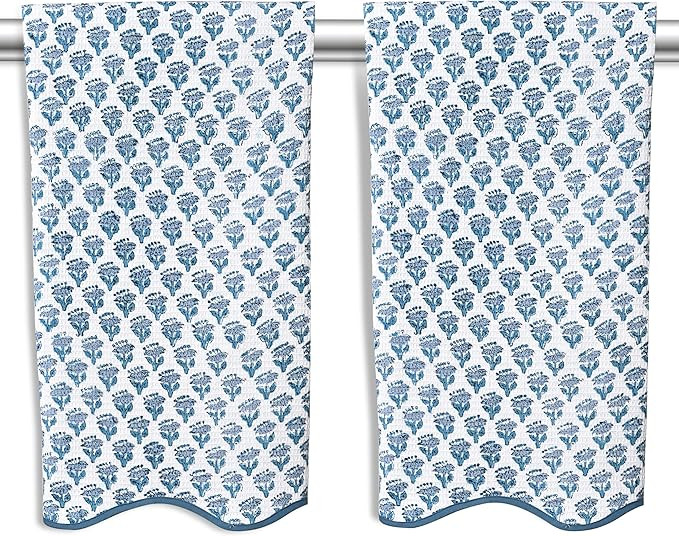CPC COTTON PRINT CLUB Apatite Blue Block Printed Cotton Waffle Bath Towel 27x54,Set of 2 Boho, So... | Amazon (US)
