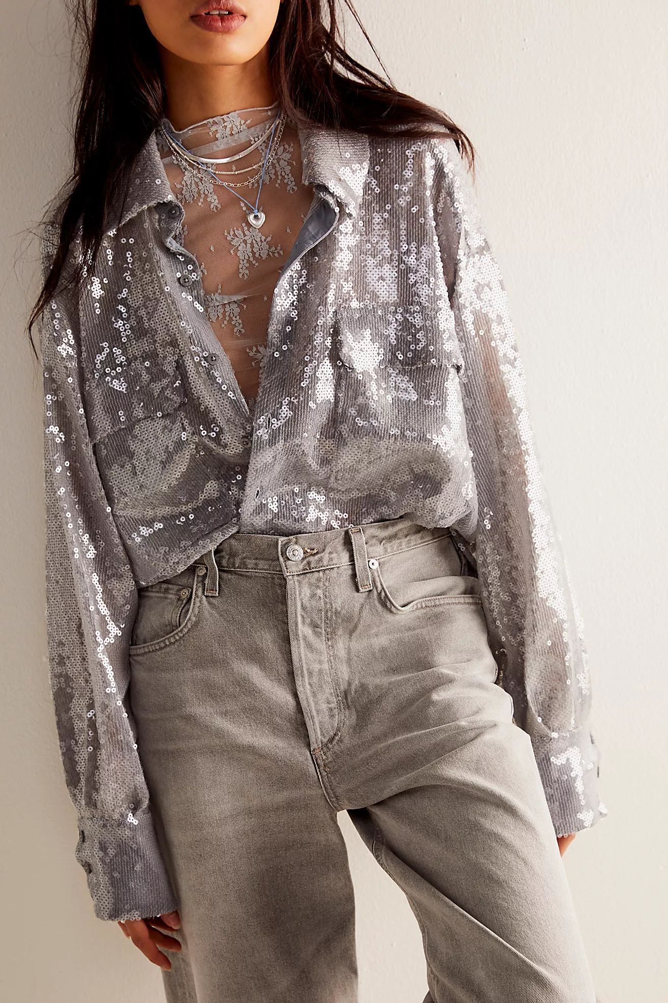 Sequin button down  | Free People (Global - UK&FR Excluded)
