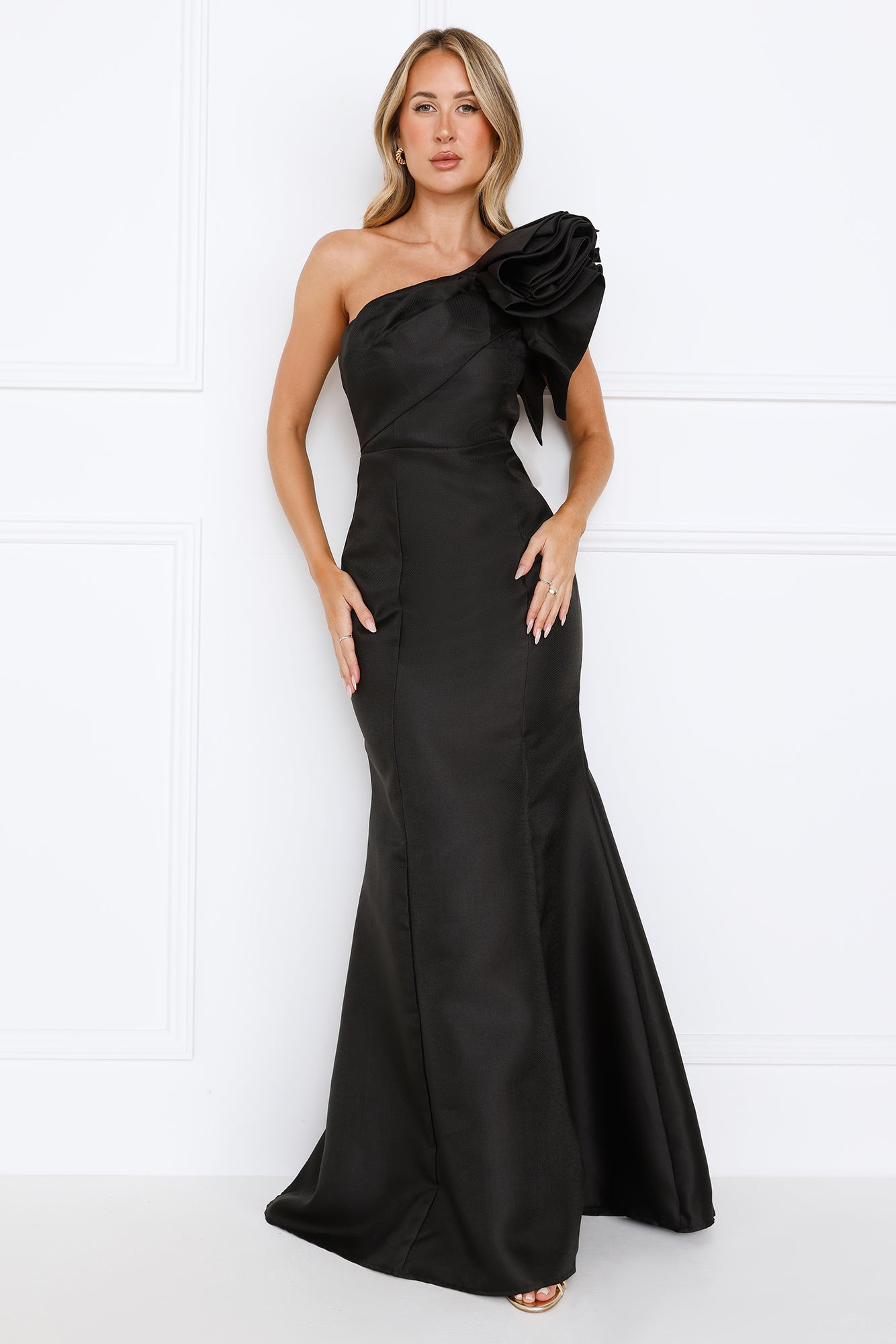 Ava One Shoulder Maxi Dress Black | Hello Molly (AU)