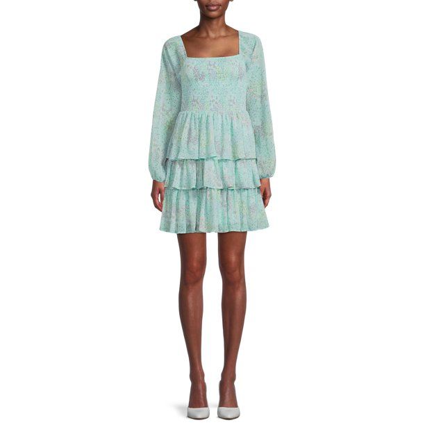 Madden NYC Women's Juniors' Triple Ruffle Smocked Peasant Dress - Walmart.com | Walmart (US)