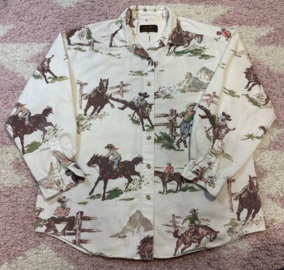READ Vintage Eddie Bauer Cowboy Western Rodeo Sportsman Aztec Southwestern Shirt | eBay US
