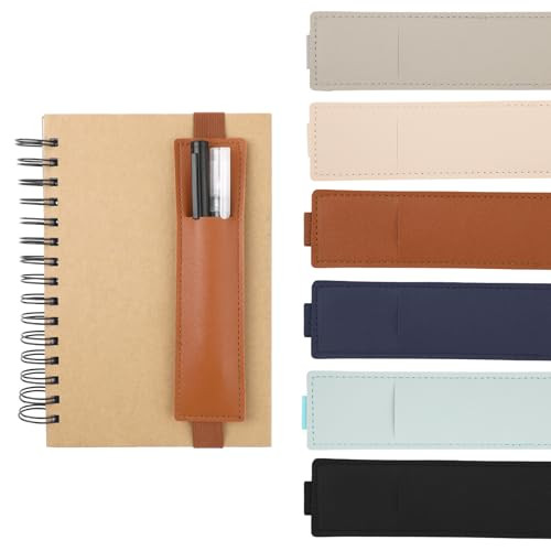 simarro 6pcs Adjustable Pen Holder Elastic Band, Detachable PU Leather Pen Sleeve Pouch Journal Pencil Holder for Notebook, Planners, Binders and Books (6 Colors) | Amazon (US)