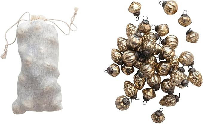 The Bridge Collection Mini Gold Mercury Glass Ornaments - Set of 36-1" Embossed Bulb Ornaments fo... | Amazon (US)