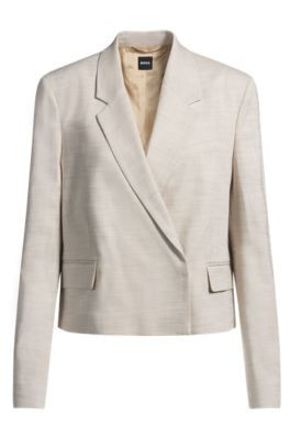 BOSS Regular-fit blazer in melange stretch fabric - Light Beige Women's Tailored Jackets size 2 | Hugo Boss (US)