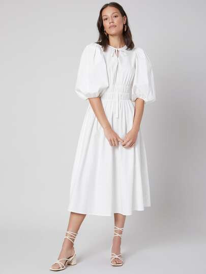 MOTF PREMIUM 100% COTTON GATHERED DRESS | SHEIN
