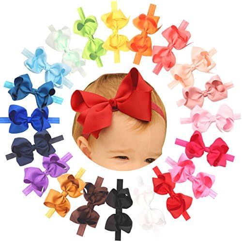 Baby Girls Headbands Grosgrain Ribbon 4.5" Hair Bows Headband Big Bow Hair Bands for Toddler Pack... | Amazon (US)