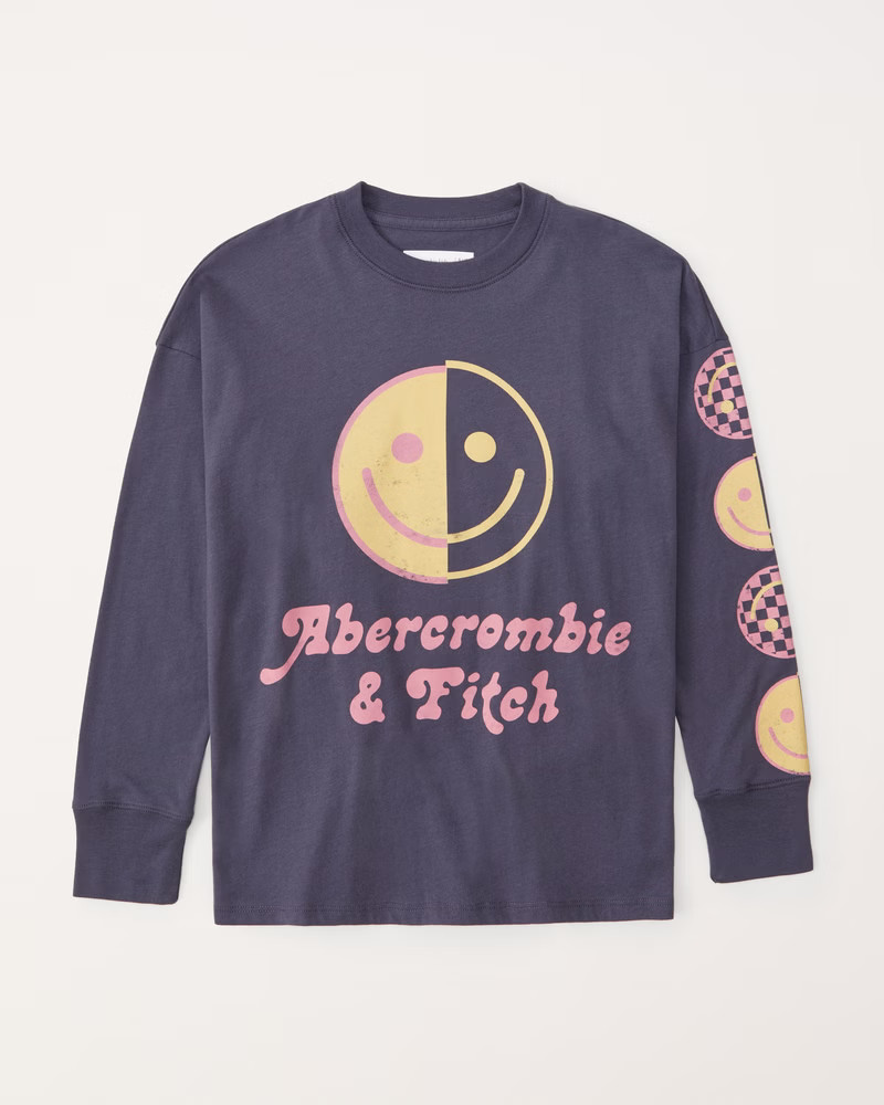 oversized long-sleeve graphic logo tee | Abercrombie & Fitch (US)