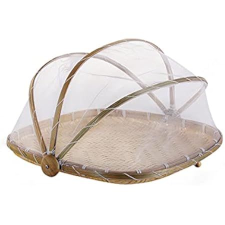 SKEMIX 13 inch Covered Rectangular Bamboo Serving Food Tent Basket | Amazon (US)