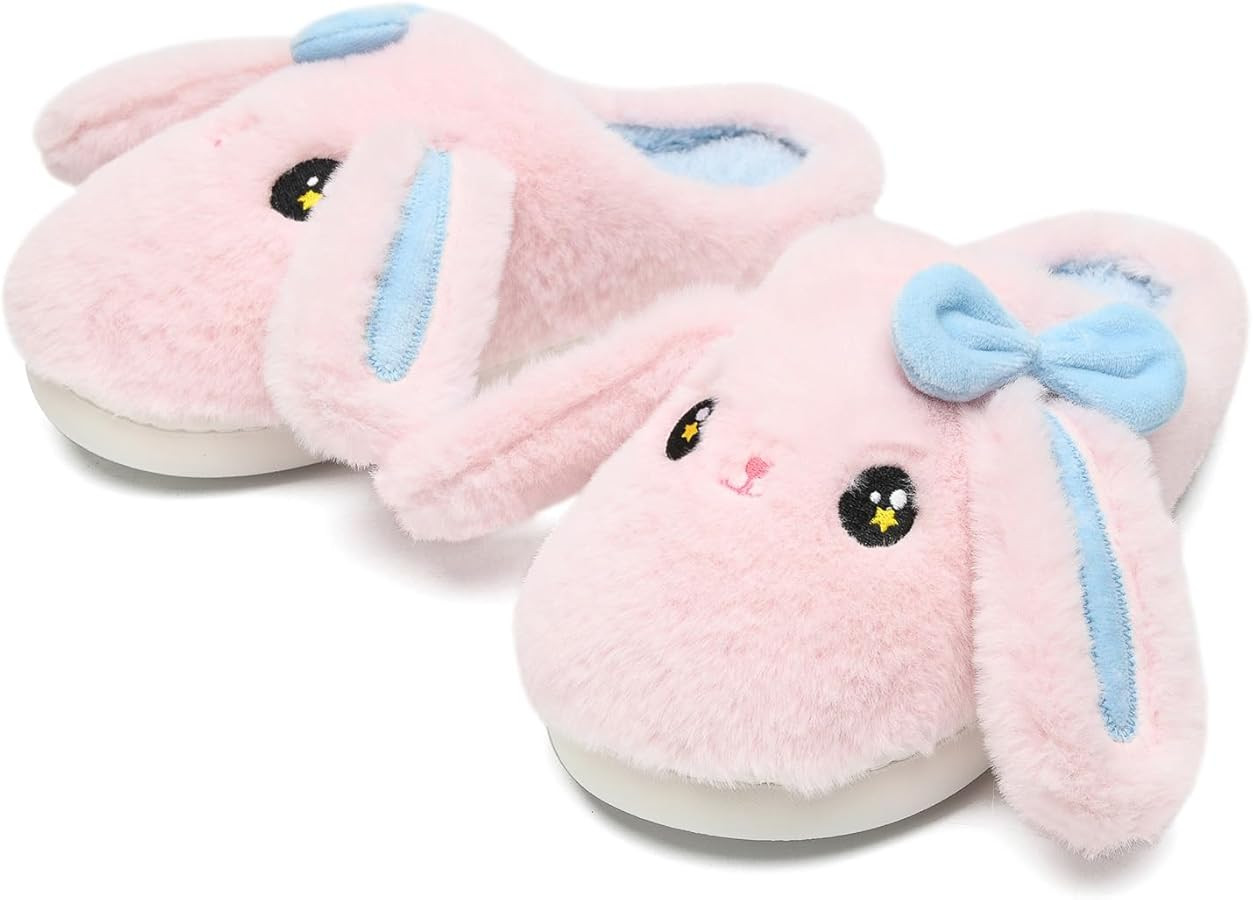 Bunny Animal Slippers for Women and Men, Cute Bow Fuzzy Fluffy Comfy Plush Cartoon Woman Preppy F... | Amazon (US)