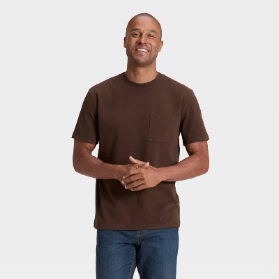 Men's Vintage Short Sleeve Pocket T-Shirt - Goodfellow & Co™ Brown L | Target