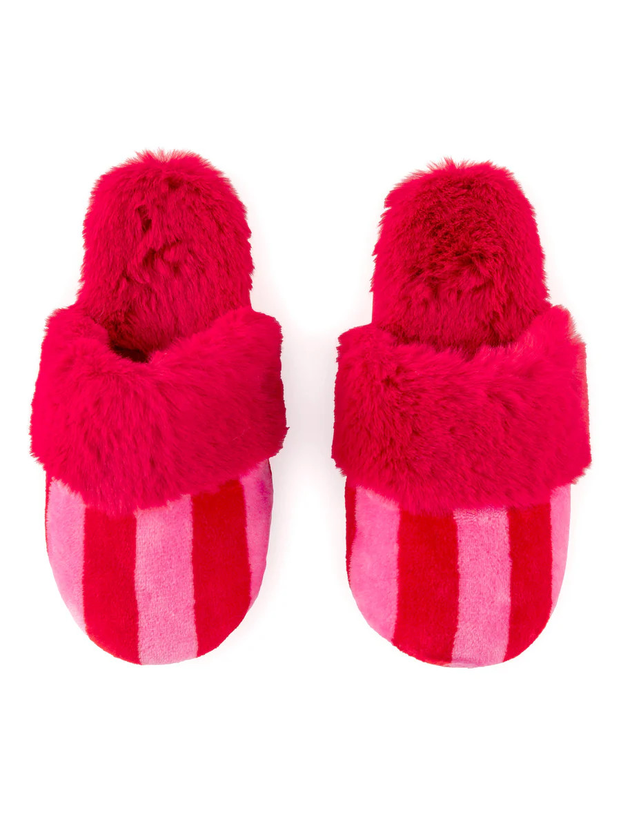Cozy Up Stripe Slippers - Red | Triple Threads