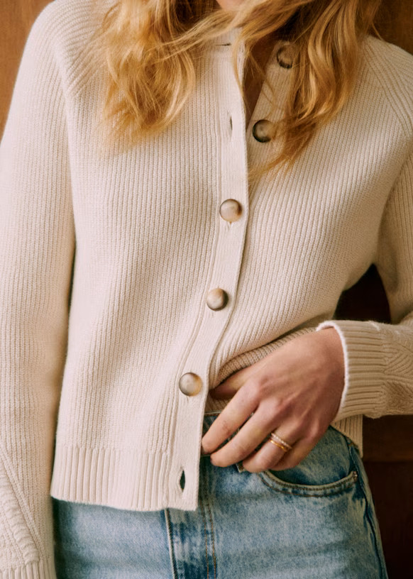 Isaure Cardigan - Ecru - Organic cotton - organic textile - Sézane | Sezane Paris - US