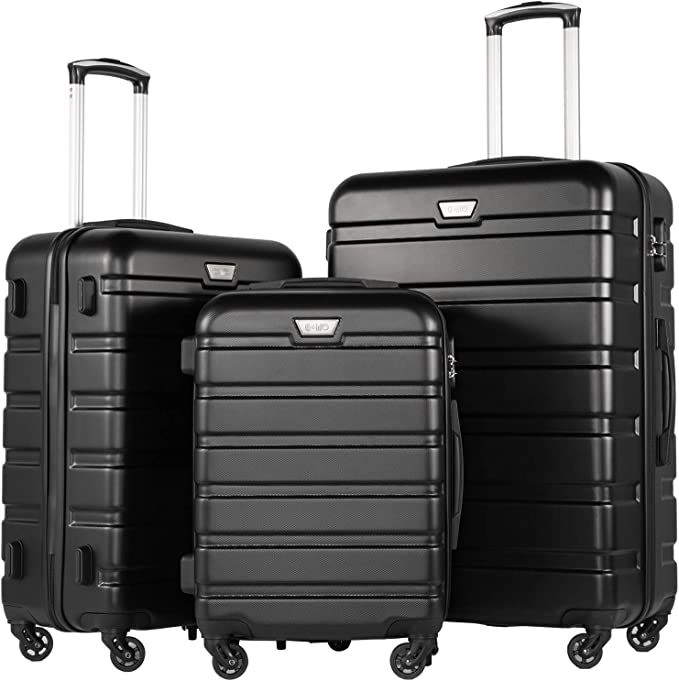 Coolife Luggage 3 Piece Set Suitcase Spinner Hardshell Lightweight TSA Lock 4 Piece Set | Amazon (US)