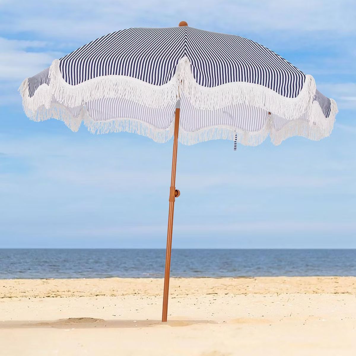 Captiva Designs 7ft Fringed Elegant Valance Crank Tilt Patio Market Umbrella | Target