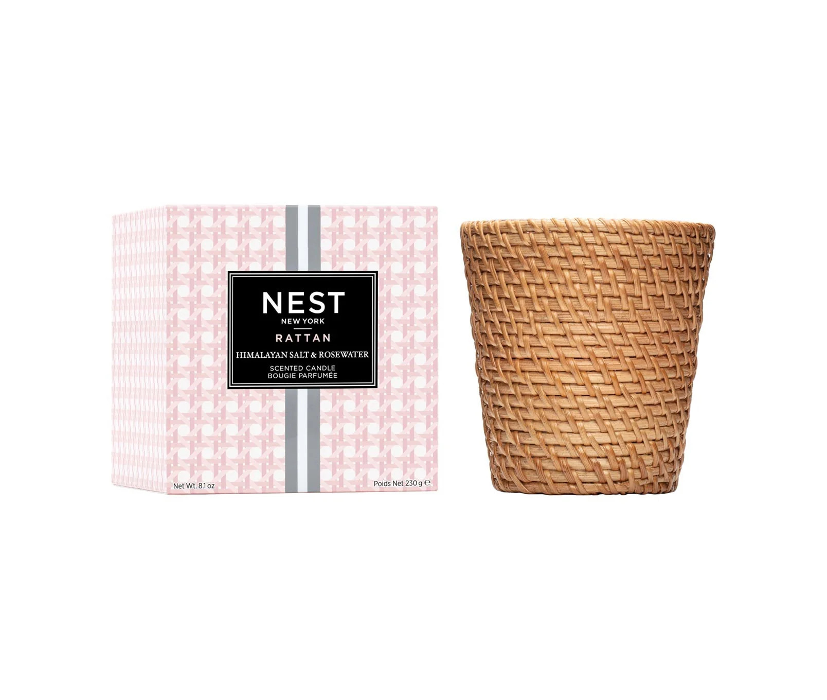 Rattan Himalayan Salt &amp; Rosewater Classic Candle | NEST Fragrances