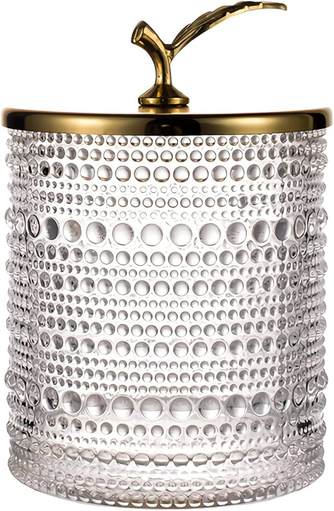 EMPO Bathroom Glass Storage Organizer Apothecary Jars with Gold lids for Cotton Swabs, Rounds, Ba... | Amazon (US)