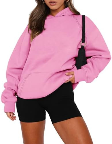 onlypuff Women Pullover Sweatshirt Long Sleeve Hoodies Kangaroo Pocket Fleece Basic Sweater | Amazon (US)