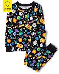 Unisex Kids Glow Halloween Candy Snug Fit Cotton Pajamas - black | The Children's Place