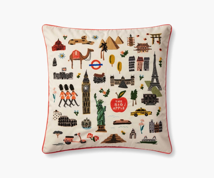 Bon Voyage Embroidered Pillow | Rifle Paper Co.
