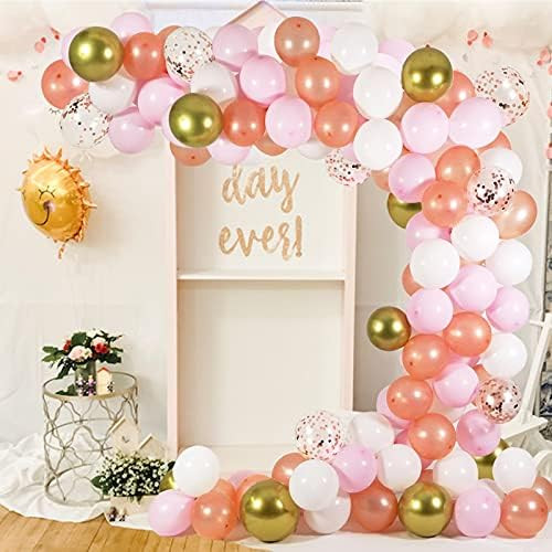 Rose Gold Balloon Garland Arch Kit - 124 Pieces/PCS Rose Gold Pink White and Gold Confetti Latex ... | Amazon (US)