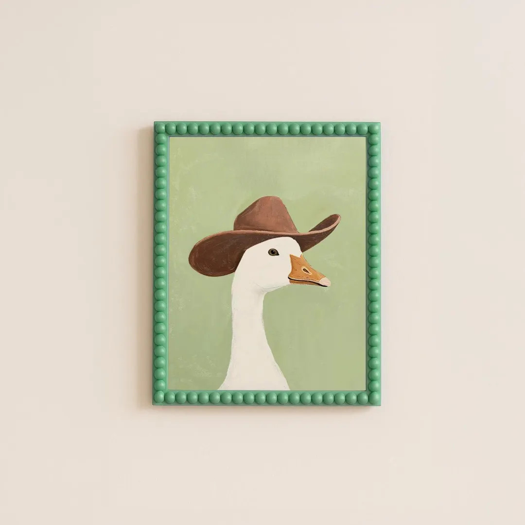 Cowboy Goose Green Nursery Print, Southwestern Farm Animal Wall Art, Digital Download - Etsy | Etsy (US)