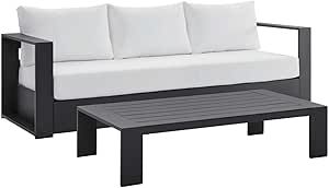 Modway Tahoe 2-Piece Fabric/Powder-Coated Aluminum Outdoor Set in White/Gray | Amazon (US)