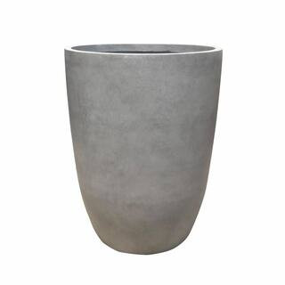 21.7"H Natural Concrete Tall Planter, Large Outdoor Indoor Decorative Pot w/Drainage Hole and Rub... | The Home Depot