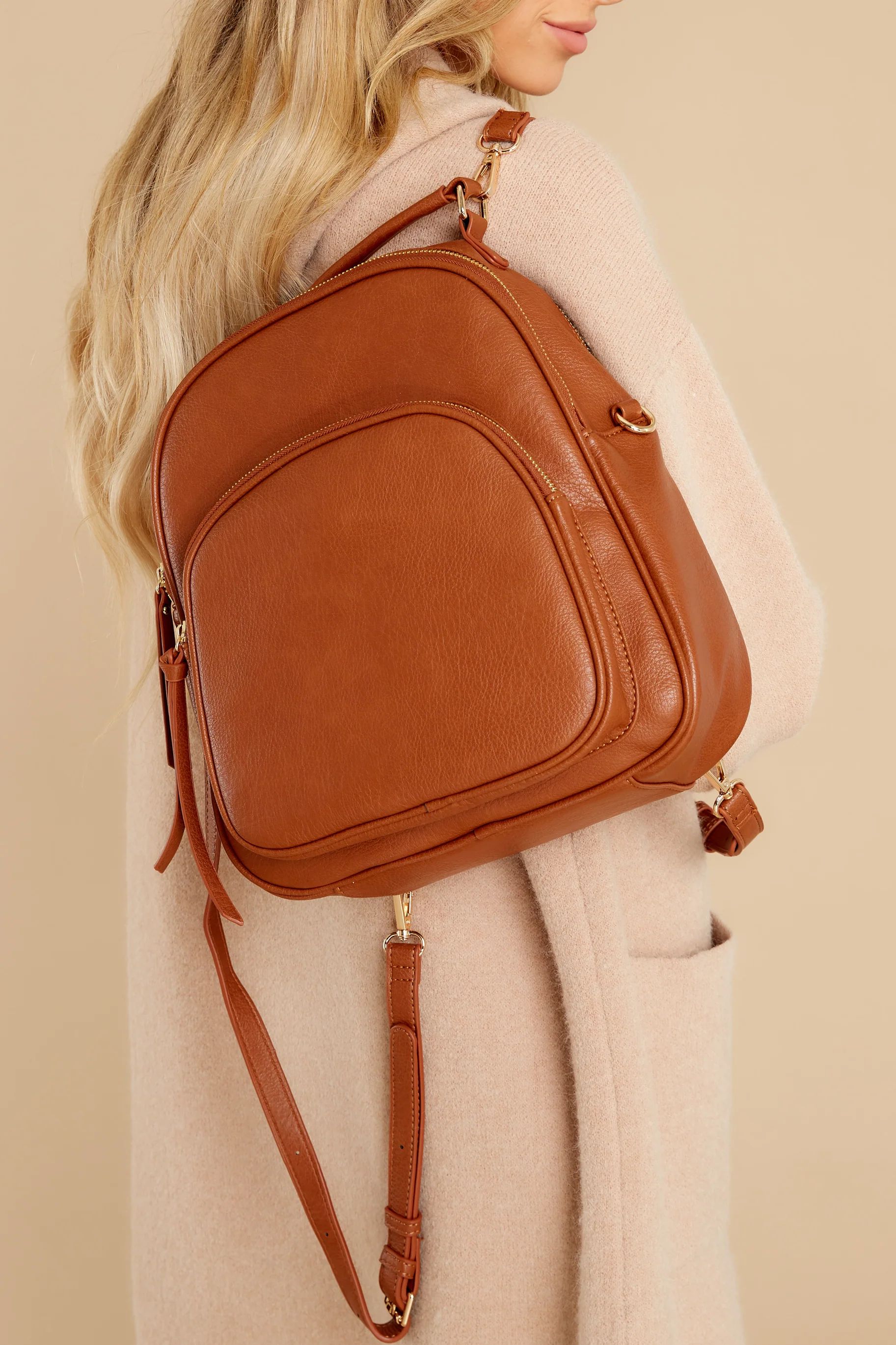 Sort It Out Cognac Backpack | Red Dress 