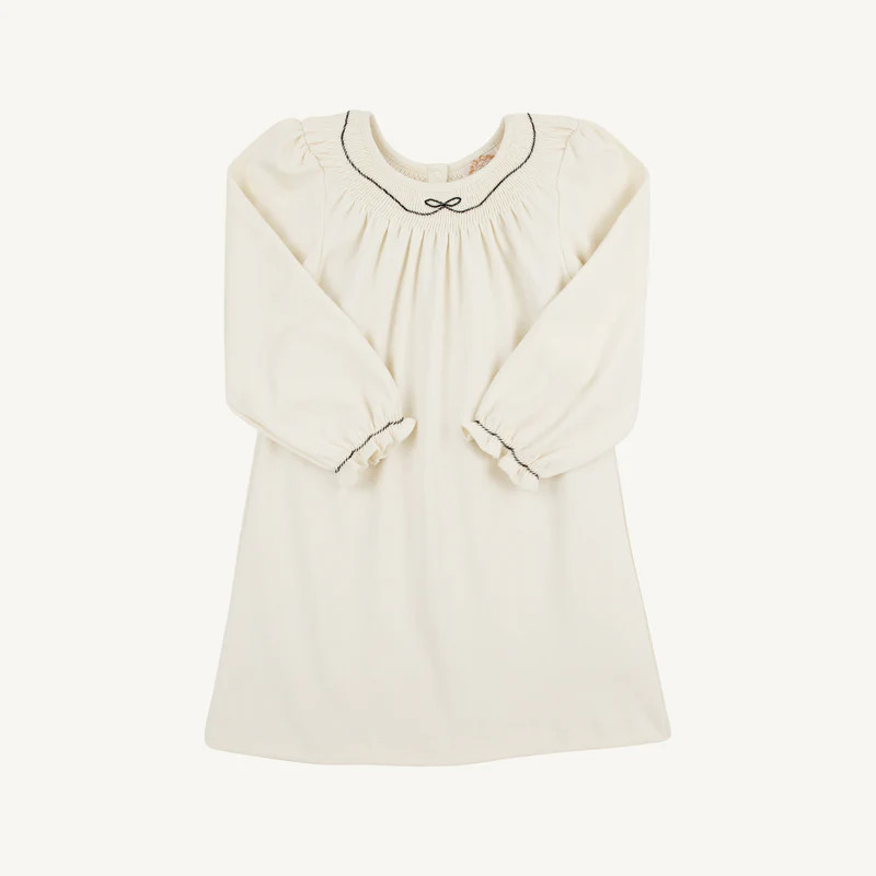 Long Sleeve Sandy Smocked Dress - Palmetto Pearl with Newport Night | The Beaufort Bonnet Company