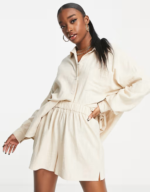 ASOS DESIGN oversized natural beach short in natural | ASOS | ASOS (Global)