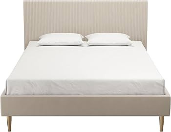 Mr. Kate Daphne Upholstered Bed with Headboard and Modern Platform Frame, Queen, Ivory Velvet | Amazon (US)