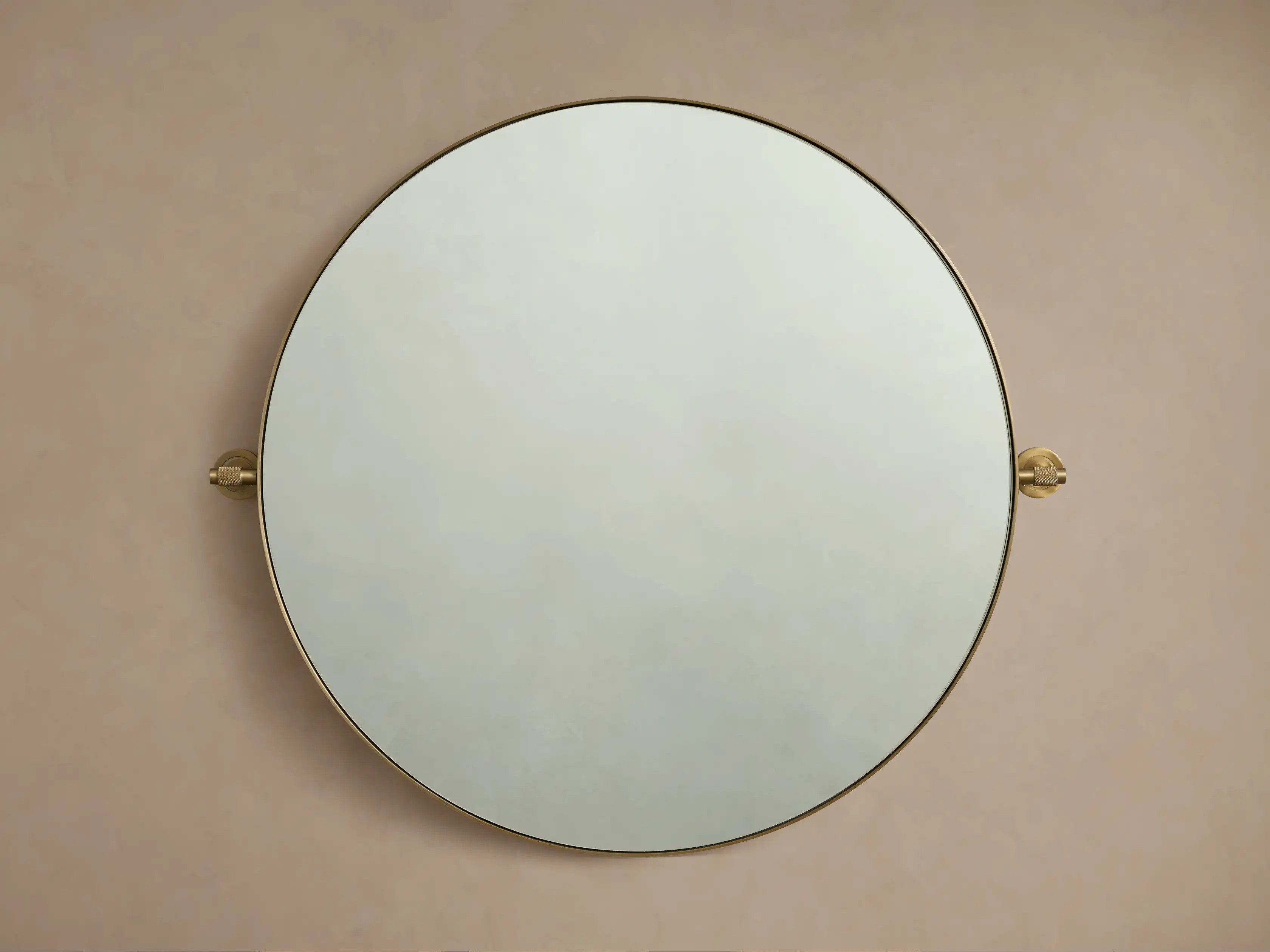 Monroe Round Bath Wall Mirror in Brass | Arhaus