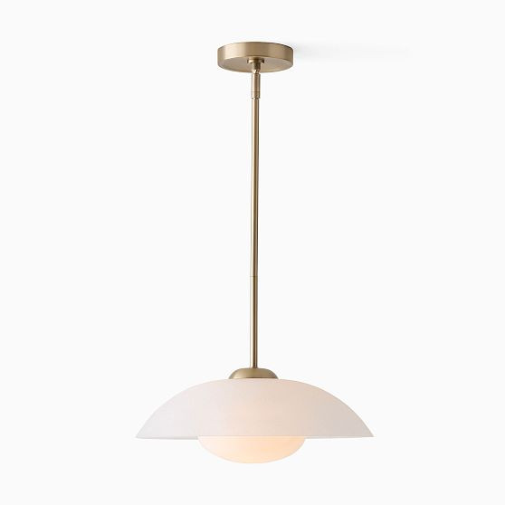 Bezel Pendant, 16in, Champagne/Sand Blasted Glass | West Elm (US)