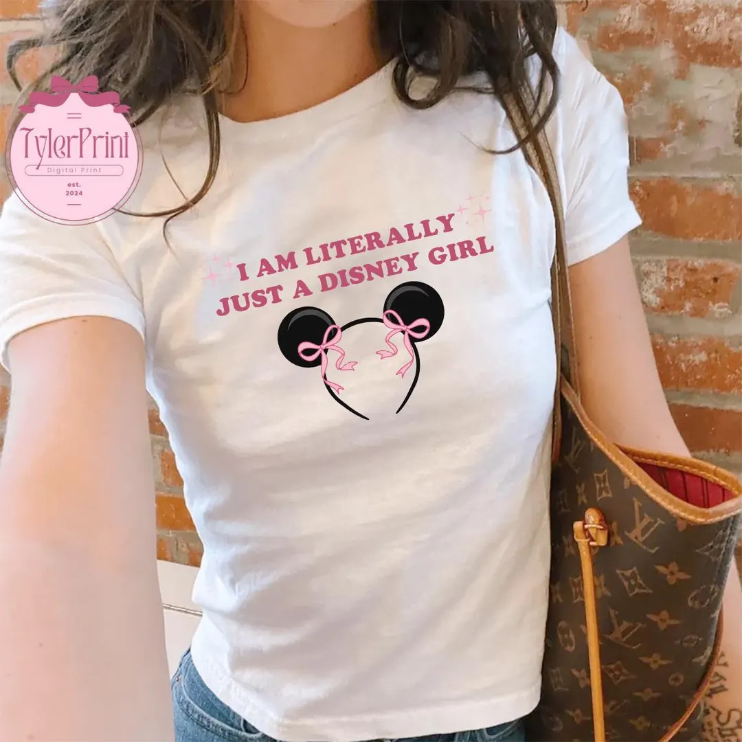 I Am Literally Just A Disney Girl Baby Tee Croptop, Coquette Bow Disney Trip shirts, Women Disney... | Etsy (US)