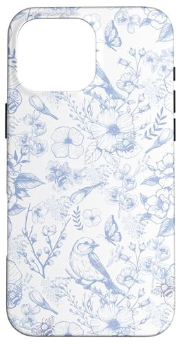 iPhone 16 Pro Max Blue & White Toile French Pattern, French Light Blue Toile Case | Amazon (US)