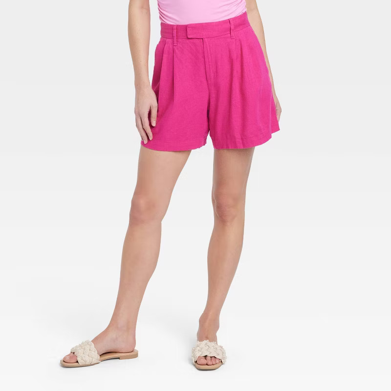 Women's High-Rise Tailored Linen Shorts - A New Day™ | Target