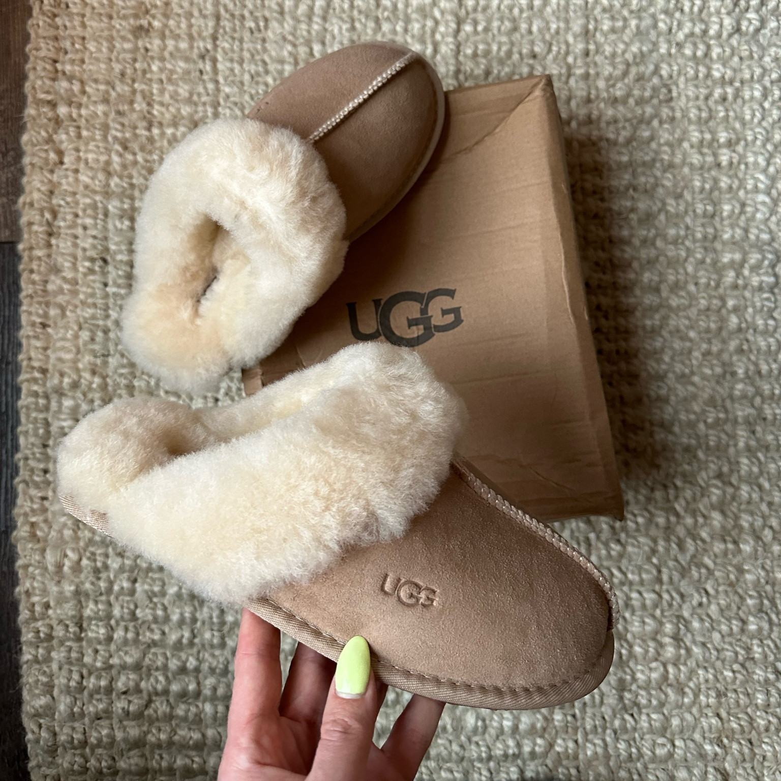 I’ve wanted UGG slippers for so long just couldn’t justify spending over $100 on a pair. So of course, checked out D H g a t e & got a pair for under $50 with shipping. LOVE love love. The box was a little beat up but other than that 10/10😍

#LTKshoecrush #LTKsalealert #LTKfindsunder50