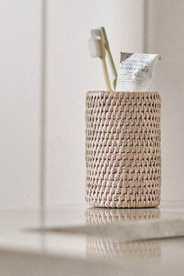 Handwoven Rattan Round Tumbler with Ceramic Insert | Anthropologie (US)
