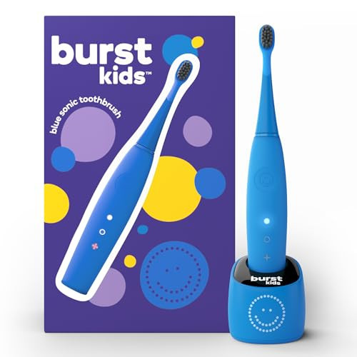 Burst Kids & Toddlers Electric Toothbrush (Blue) | Soft Bristles | Two Minute Timer | Rechargeable Battery | Easy-Grip Silicone Handle | 2 Modes for Healthy Smiles | Ages 3+ | Amazon (US)