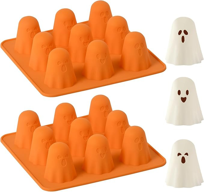 Ghost Silicone Molds 2 Packs Non-Stick 3D Chocolate Molds 9-Cavity Cute Ghost Mold for Jelly Gumm... | Amazon (US)