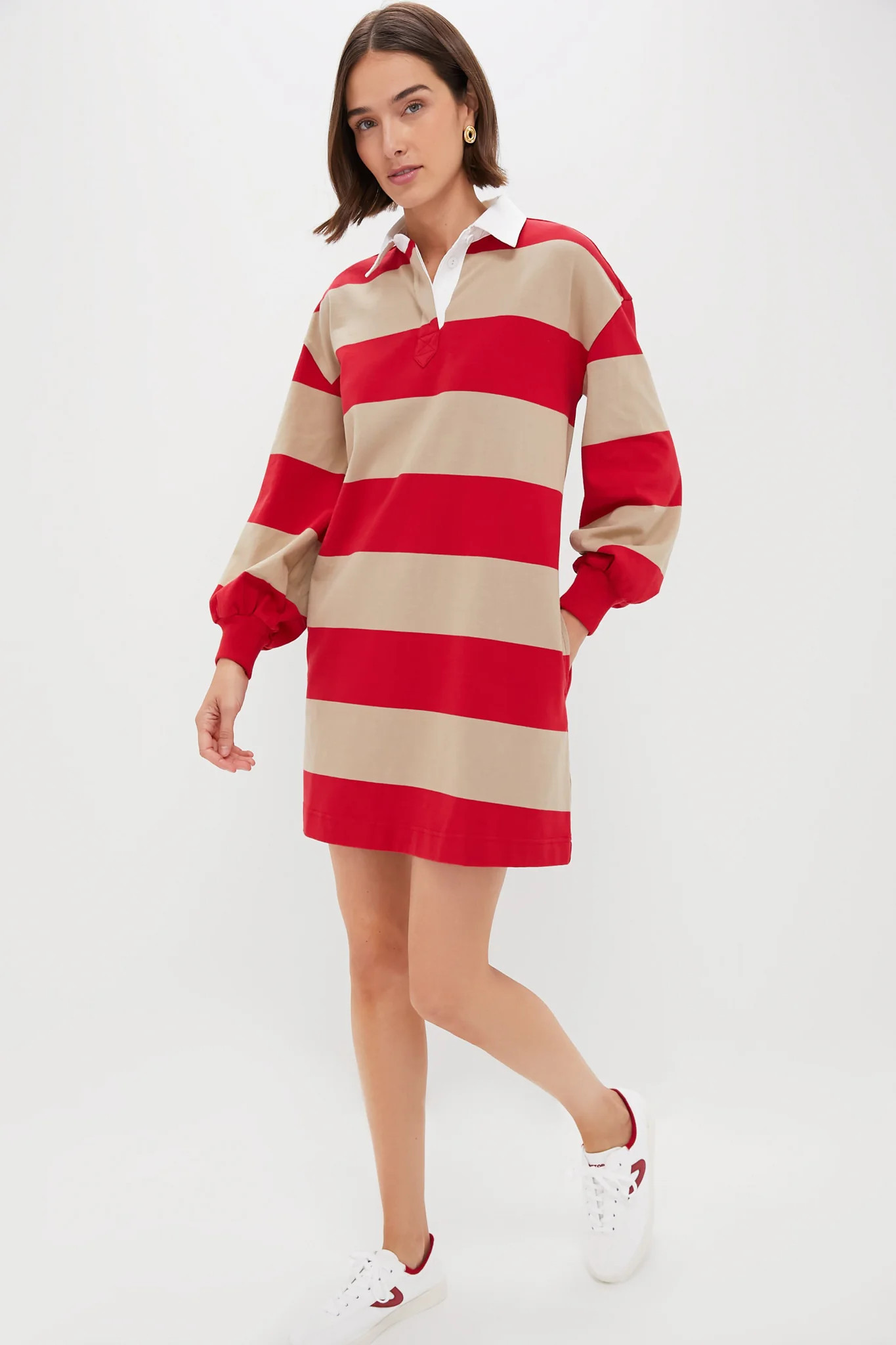 Khaki and Red Stripe Baker Rugby Dress | Tuckernuck (US)