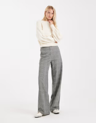 ASOS DESIGN Tall tailored relaxed straight leg pants in black and white houndstooth | ASOS | ASOS (Global)