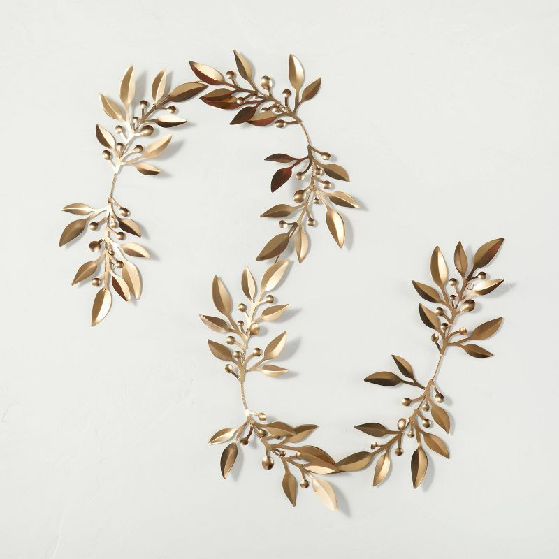 5' Decorative Brass Metal Leaf Garland - Hearth & Hand™ with Magnolia | Target