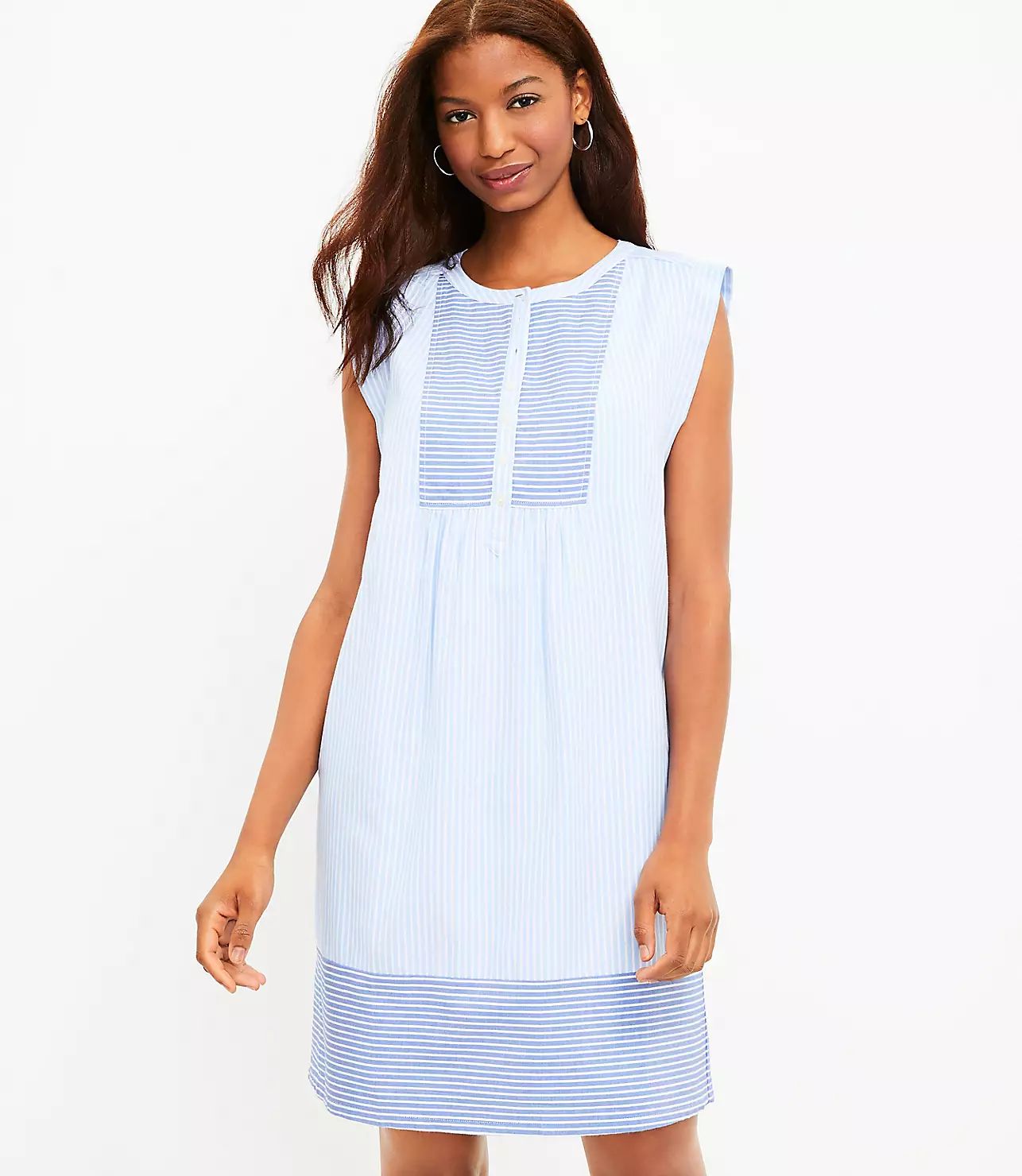 Striped Henley Shift Dress | LOFT